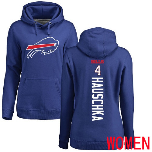 NFL Women Buffalo Bills 4 Stephen Hauschka Royal Blue Backer Pullover Hoodie Sweatshirt